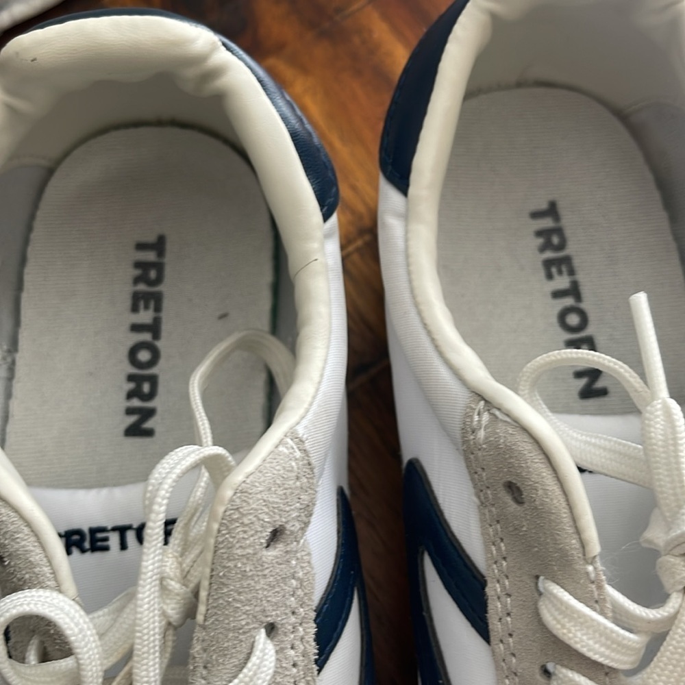 Tretorn Rawlins Suede Shoes Womens Size 9M White Navy Sneakers Blokecore Retro - Picture 2 of 13